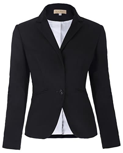 Jack Smith Fashion Basic Long Sleeve Black Blazer for Women Casual(M, Black)