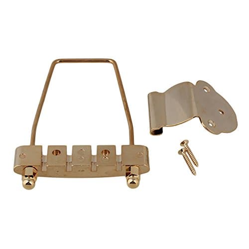 Yibuy 15mm Spacing Gold Open Frame 4 String Bass Tailpiece for Bass Guitar