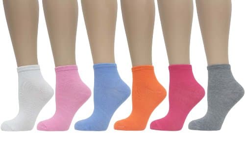 JAVEL Women's 6 Pack Solid Color Ankle Socks