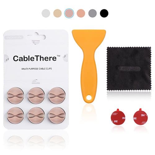 Cable Clips, Multi-purpose Cable Organizer–MyDeskLife Desktop Cords Management System, Nickel-Size Cable Drop Cord Clips, 3M VHB Self-adhesive, No Residue, Odor-free, Pack of 6 (Rose Gold)