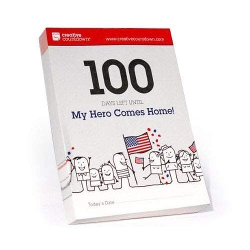 100 day Hero Comes Home Homecoming Tour and Deployment completion Count Down 5.75"x3.75" Tear Off Countdown Calendar Table and desk Unit - perfect for Office, event, corporate and door gifts
