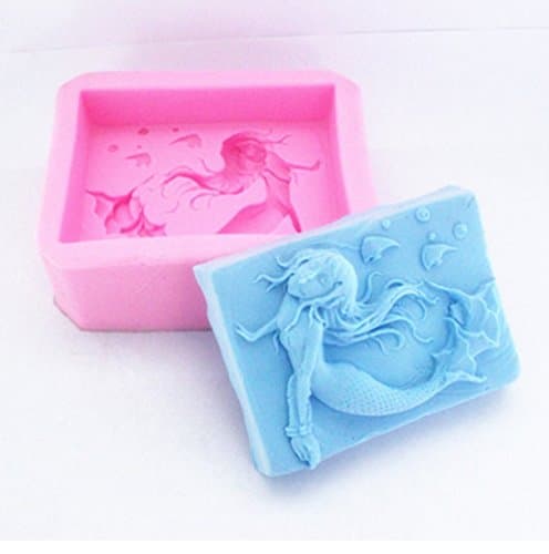ECOSWAY Mermaid Series Pattern Silicone Mold,Handwork Soap, Aromatherapy Pendant, Candle,Clay DIY Making Mould,Chocolate, Pudding, Fondant,Mousse Cake Decoration Baking Tools,Random Color