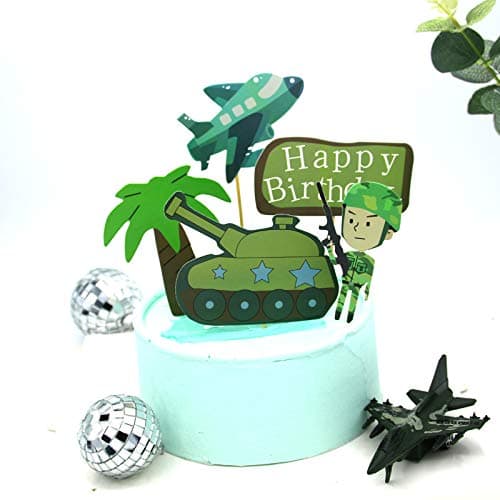 DIY Happy Birthday Special Forces Army, Navy, Marines, Black Ops Military Deluxe Birthday Cake Decoration Set For Kids Party Decoration Props
