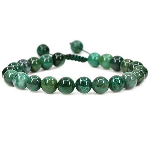 Handmade Gemstone 8mm Round Beads Adjustable Braided Macrame Tassels Chakra Reiki Bracelets 7 Inch