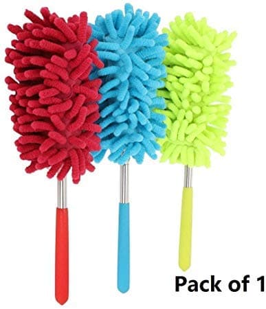 VNC Retractable Long Reach Large Head Washable Telescopic Pole Extendable Microfiber Dusting Hand Duster Brush for Home Or Office (Random Color-Pack of 1 Pc-expands to 30 inches)
