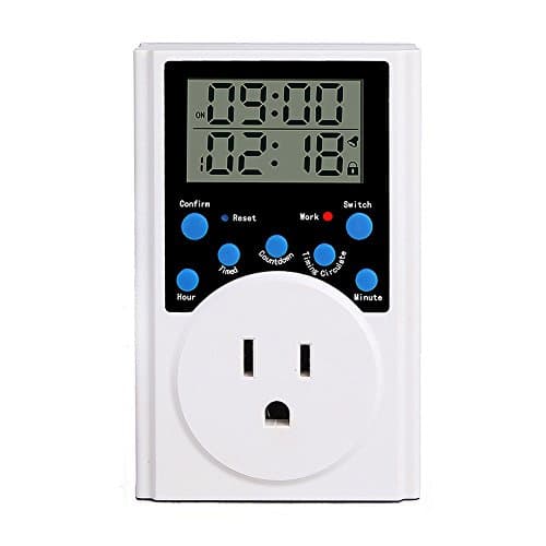 NATAMO Multifunctional Smart Energy-saving Programmable Plug-in Digital Timer Switch with 3-Prong Outlets & LCD Screen for Lights, Fish Tank Heater, Household Appliances, 15A (US Standard)