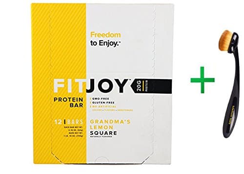 FITJOY, Protein Bar, Grandma's Lemon Square, 12 Bars, 2.18 oz (62 g) Each+ Bdellium Tools, Studio Series, Face 950, Oval Multi-Purpose, 1 Brush