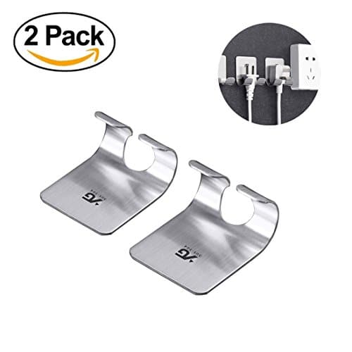 Levoberg 2 PCS Wall Hooks Self Adhesive Shaving Razor Holder Stainless Steel Power Plug Line Hooks Multi-purpose #1