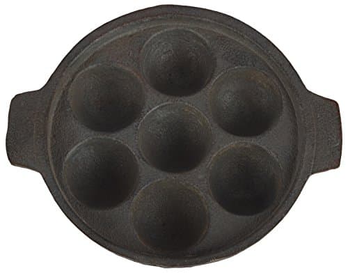 Shakti Kitchenware Cast Iron Round Appam Pan (Grey)