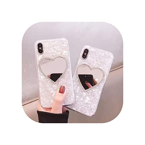 Luxury Diamond Marble Love Makeup Mirror Phone Case for iPhone 6 S 7 8 Plus X Xr Xs Max for Samsung Galaxy S8 S9 Note 8 9 S10 E,for iPhone 6 6S Plus