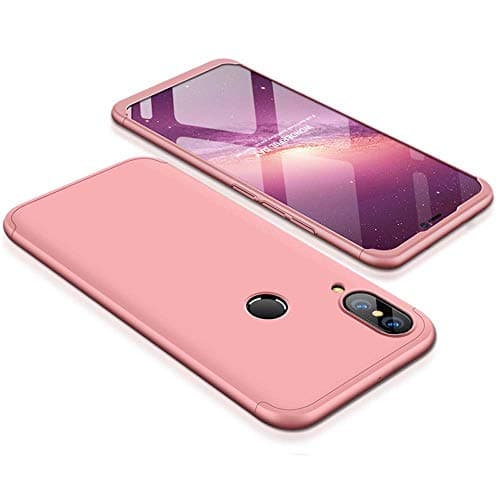cmdkd Huawei Nova 3 Case, 360 Degree Protection 3 in 1 Slim PC Cover Shockproof Shell Full Body Coverage Hard Protective Case + Tempered Glass Screen Protector for Huawei Nova 3 Rose gold