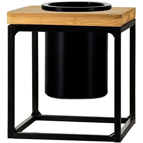 Couronne Co. Classic Pablo Cube Tabletop Planter Vase/Candle Holder, 5 Inches Tall, Frame/Black Matte Glass, M260-201-95