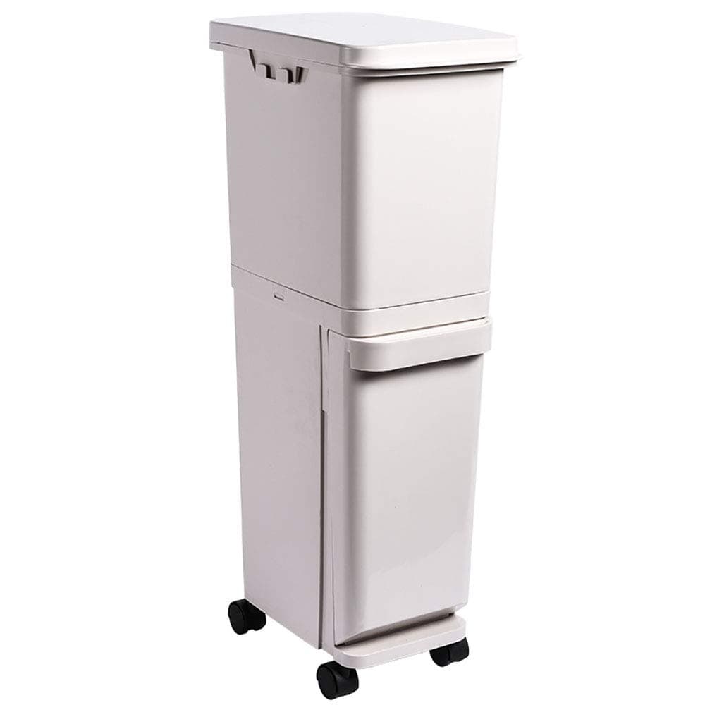 WANXEE Recycle bin trash canCountertop Garbage Can Trash Can - Classified Garbage Bin With Lid Home Living Room Creative Kitchen Dry And Wet Classification Storage Bucket (color: White) 32L