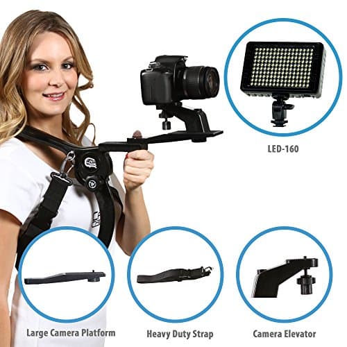 Cam Caddie Scorpion Shoulder Support & Video Light Stabilizing , Black (0CC-LED-160-SS)
