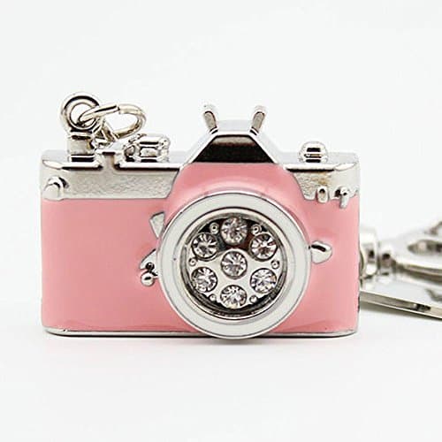 Farway 16GB USB Flash Drive Memory Stick Creative Lovely Crystal Camera Shape USB 2.0 Drive with Key Chain (Pink)