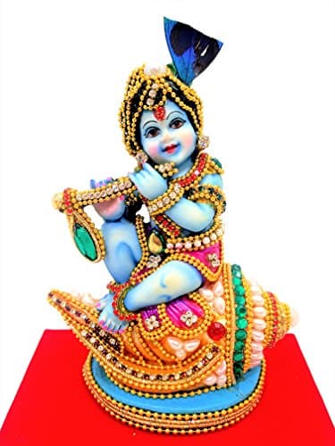 3 X 2 X 3.5 Inches Handmade Marble Krishna Spiritual Idols Decorative Showpiece Gift Item Home Decor 4 X 2.5 X 5 Inches (Multicolor1)