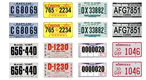1:25 scale model 30 day temporary car license tag plates