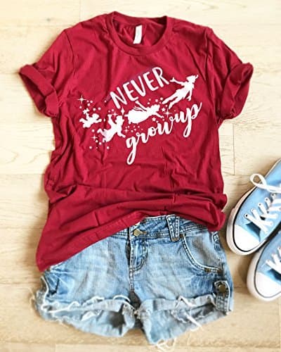 Never Grow Up. Unisex Fit. Hand Screen Printed With Eco Water Based Ink. Disney Inspired T Shirt. Clothing. DisneyLand Visit. Cool T Shirt. Gift Shirt. Disney Fun Shirt.