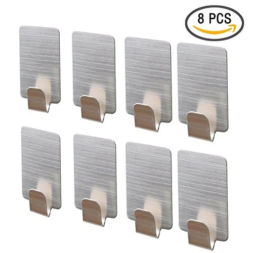 Towel Hooks - Small 0.39” x 1.77” x 0.98” Adhesive Stainless Steel Coat Hooks Hanger,Decorative Wall Hooks for Hanging Pants Clothes Hats in Kitchen,Washroom (8 Pack)