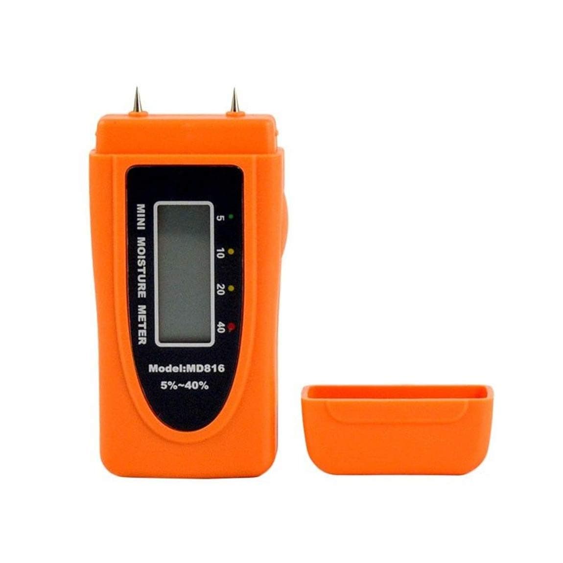 Portable Wood Moisture Meter, 2 Sensor Pins Digital Handheld HD LCD Display Humidity Tester for Firewood Bamboo Cotton Wood Floor Measuring Range 5% ~40%(Battery Included)