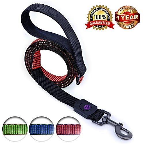 Bungee Reflective Dog Leashes For Large Medium Dogs,Durable Mountain Climbing Training Rope,4ft or 6ft long, Shock Absorber,Comfortable Padded Handle,Supports the Strongest Pulling(4 feet red)