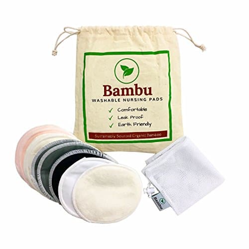 Bambu Washable Organic Nursing Pads (10 Piece) with Laundry Bag