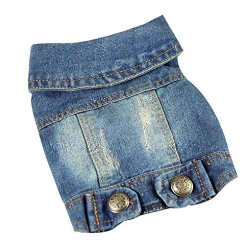 WMSTUDIO Cool Vintage Washed Dog Denim Jacket Personalized for Small Pet Dog Pet Puppy Cat Jeans Vest Coat XS-XXL