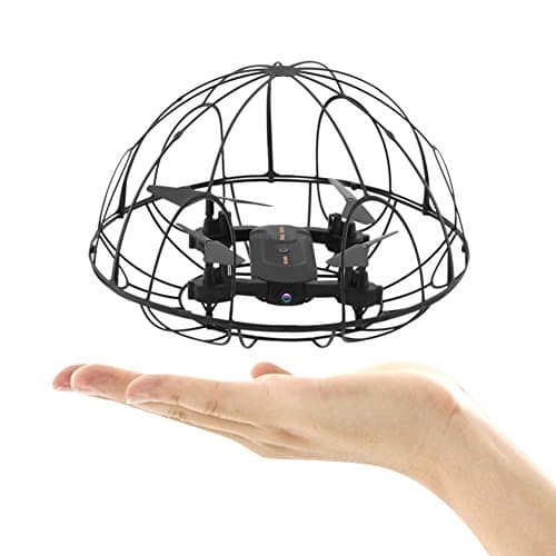 RC Drone with 0.3M Camera Foldable Remote Control Quadcopter Toy Mini Helicopter with Ball Propeller Gift for Kid Beginner (black)