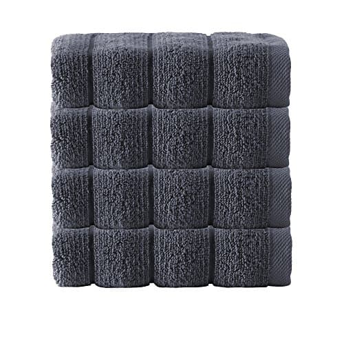 ENCHANTE HOME Vague Zero-Twist 100% Turkish Micro Cotton Wash Cloths, Set of 4