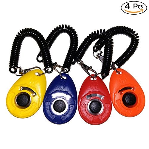 Dog Training Clicker with Wrist Strap Pet clickers Training Kit Obedience Training System Water Drop Shaped Set of 4