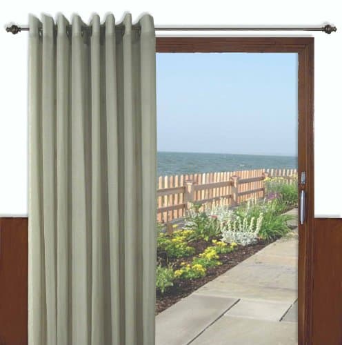 Ricardo Trading Bal Harbor Textured Semi-Sheer Grommet Patio Panel with Pull Wand, 106 by 84-Inch, Sage