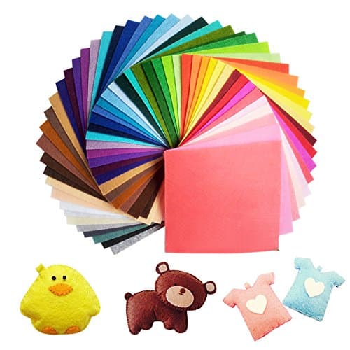 Jingxu 60PCS Felt Craft DIY Soft Felt Fabric Squares 60 Colors, 6"x 6" Fabric Sheets Patchwork Sewing Craftwork Sheet