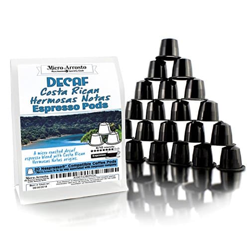 Single Origin Costa Rican Hermosas Notas Nespresso Compatible Decaf Espresso Pods, 8/10 Intensity Decaffeinated Coffee (20 Count)