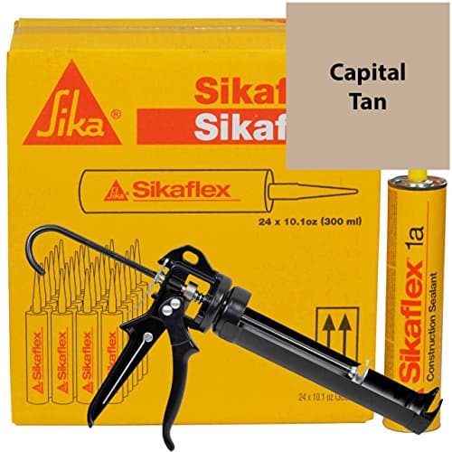 Sikaflex 1A Polyurethane Sealant, 24 - 10.1 oz Tubes (Full Case), Capital Tan, with Heavy Duty Pro Caulk Gun