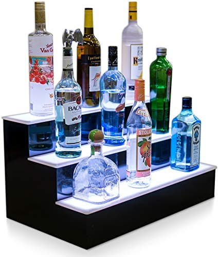 Customized Designs 26" 3 Step Led Lighted Bottle Display Shelf with LED Color Changing Lights