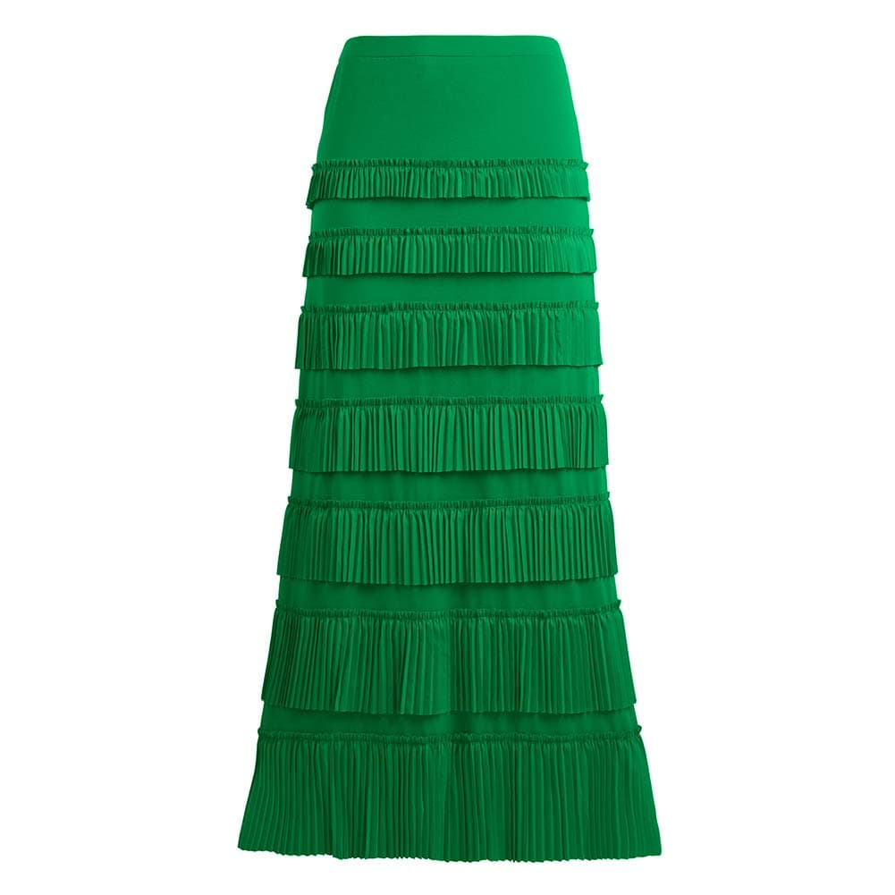 GATHY Women's 7 Tiered Boho Layered Pleated Ruffles Waterfall Maxi Skirt