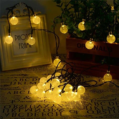 Solalight 30LED 6M Solar Balls String Light Outdoor Waterproof LED lights Decorative for Christmas / Garden / Home - Festive Bubble Lighting - Warm White