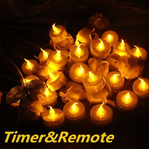 Topstone 24 pcs Flickering LED Tealights Remote Controlled Long Lasting Battery Operated Flameless Candles Lights with 4 H,6 H,8 H Timer,for Wedding ,Birthday ,Christmas Party