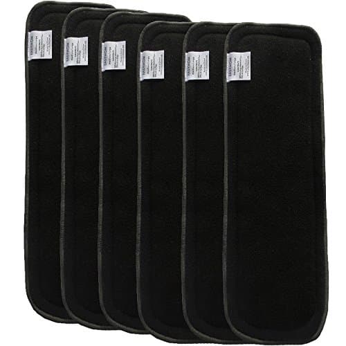 EASY MOM Bamboo Charcoal Liners/insertss/Boosters for Cloth Reusable Nappy/Diaper 5 Layers(3+2) Pack of 6PCS