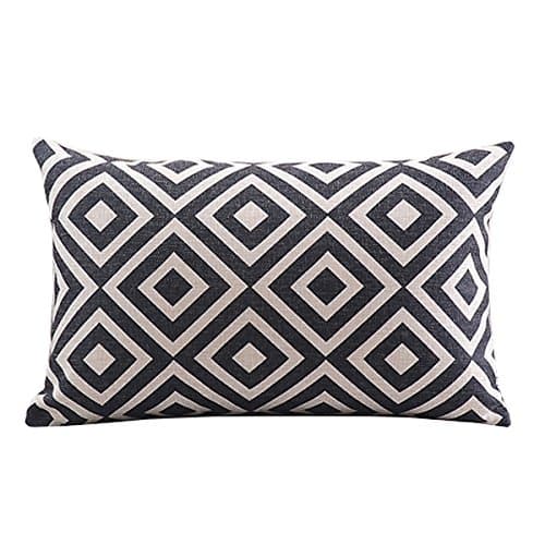 Prettypillow Cotton Linen Decorative Throw Pillow Set Cushion With Insert Classic Argyle Pattern Black Rectangle 12" * 20"