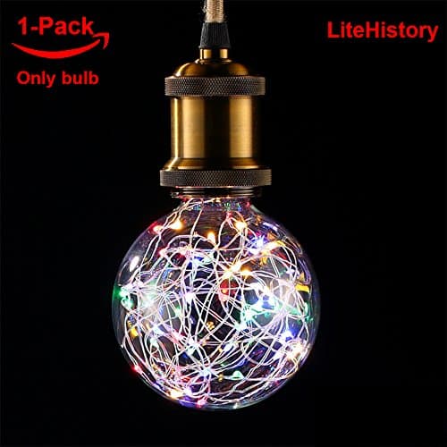 LiteHistory 1.4W G30/G95 LED globe bulb,E26 Christmas Decorative starry string light bulb,Vintage LED Edison bulb Fairy light bulbs,Clear,for Christmas,Holiday,Party and Wedding,RGB twinkling,1-Pack