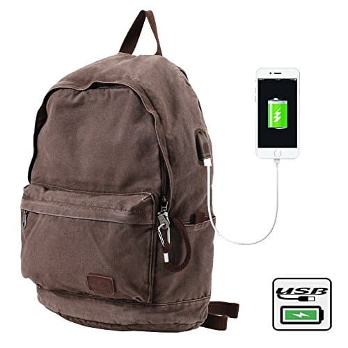 BUG Washing Retro Canvas Backpack Men Back Anti-Theft Fashion Personality Outdoor USB Backpack Schoolbag Computer Bags Men Women (MY-ZO)