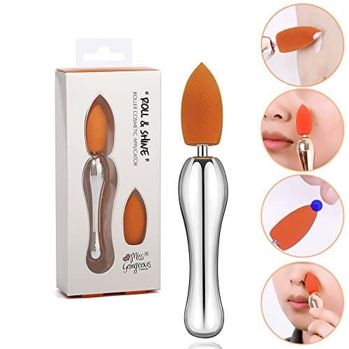 Miss Gorgeous 1Pcs Roller Makeup Sponge with Handle (Attached a Spare Replacement Sponge)(Orange)