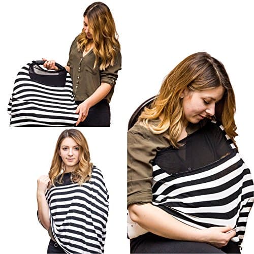 Nursing Cover Up For Breastfeeding | Multi Use Scarf Universal Fit | Car Seat Cover Canopy | Infinity Scarf | Stroller Baby Cover | Shopping cart | Poncho | High Chair Cover Patern For Boys And Girls