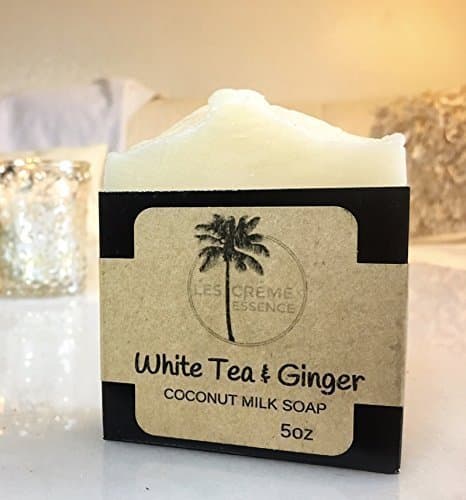 White Tea + Ginger Coconut Milk Soap (3 Bar Pack, 5oz each). For All Skin Types. GMO Free, Preservative Free. Each Bar Is Handmade By Our Artisan Soap Maker.