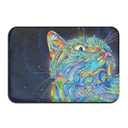 1 Piece Smart Dry Memory Foam Bath Kitchen Mat For Bathroom - Starry Sky Galaxy Rainbow Cat Shower Spa Rug 16x24 Door Mats Home Decor With Non Slip Backing - 3 Sizes