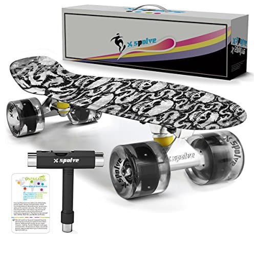XSPOLVE 22" Complete Skateboard with Colorful LED Light Up Wheels for Kids,Youths, Beginners