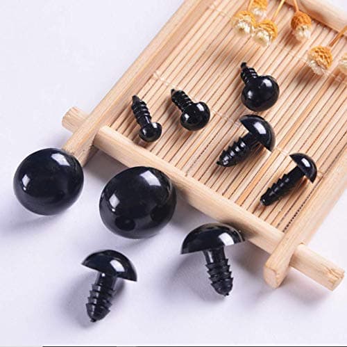 100pcs Assorted Sizes Black Plastic Safety Eyes with Washers for Toy DIY Teddy Bear Animal Plush Doll Puppet Crafts Diameter:5/16"(8mm)