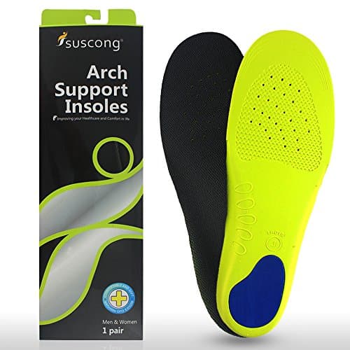 Suscong Orthotics shoe Insoles Insert for Flat Feet Arch Support ,relieve Foot Pain, insoles for work Boots Men and Wowen (L)