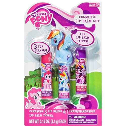 My Little Pony: 3 ct Lip Balms with 1 ct Interchangeable Lip Balm Topper (Pinkie Pie, Rainbow Dash and Twilight Sparkle)